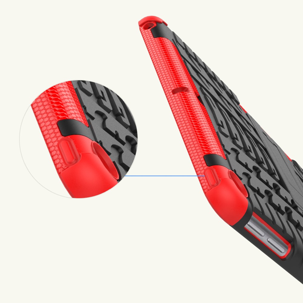 2-in-1 Tyre Pattern PC + TPU Hybrid Kickstand Case for iPad 9.7 (2018) / 9.7 (2017) - Red-2