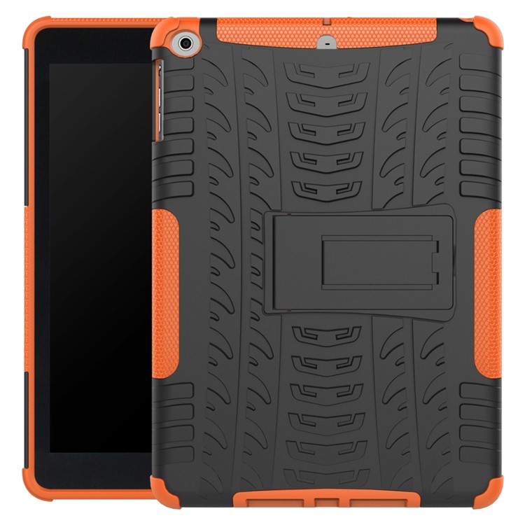 2-in-1 Tyre Pattern Kickstand PC + TPU Combo Cover for iPad 9.7 (2018) / 9.7 (2017) - Orange-1