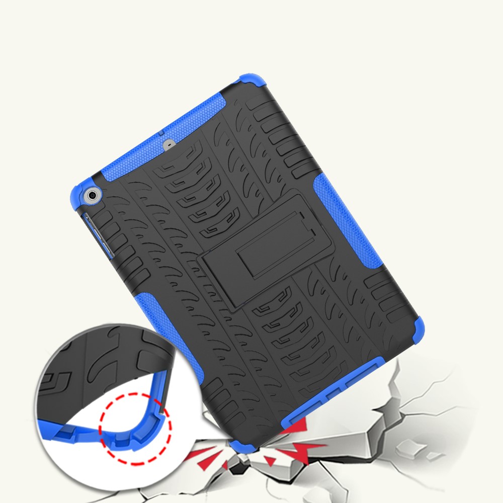 2-in-1 Tyre Pattern Hybrid PC + TPU Kickstand Shell for iPad 9.7 (2018) / 9.7 (2017) - Blue-2
