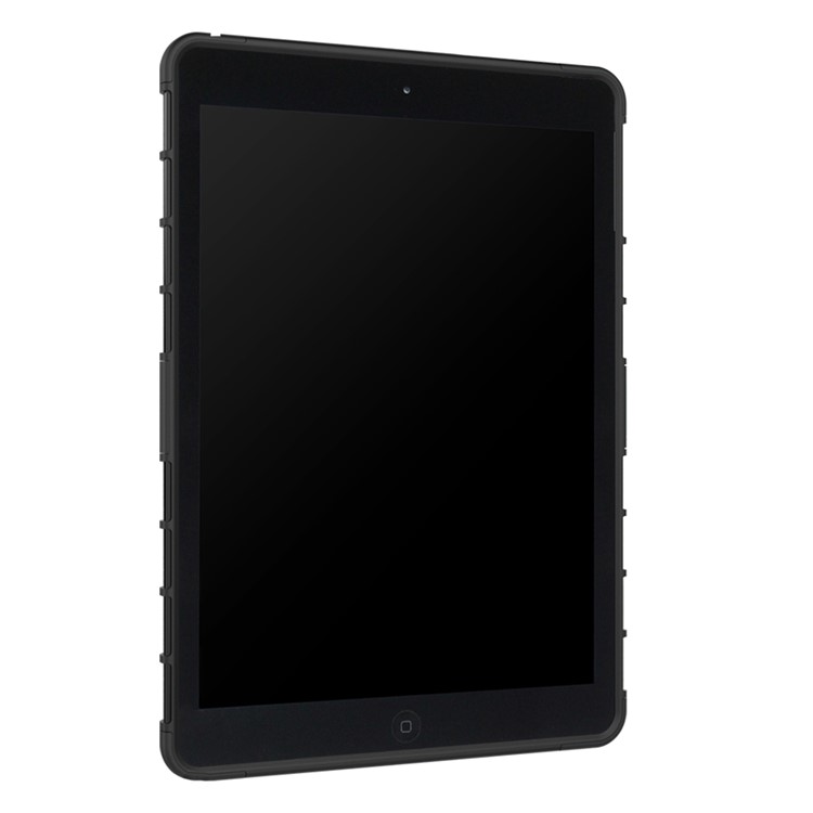 For iPad 9.7-inch (2017) Anti-slip Tire Pattern Kickstand PC TPU Hybrid Tablet Case - Black-3