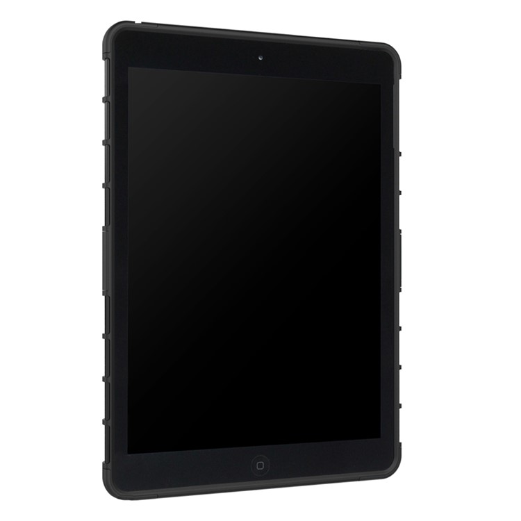 Pour IPad 9.7 (2018) / 9.7 (2017) Porte-pneus Antidérapant Modèle De Kickstand PC TPU Tablette Tablette Hybride - Noir-3