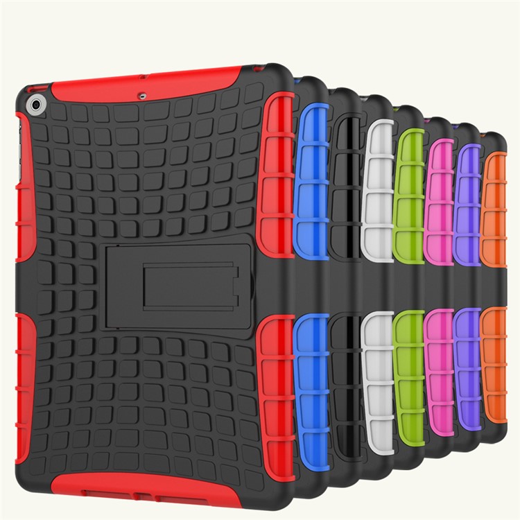 Anti-slip Tire Pattern Kickstand PC TPU Combo Case Shell for iPad 9.7-inch (2017) - Purple-4