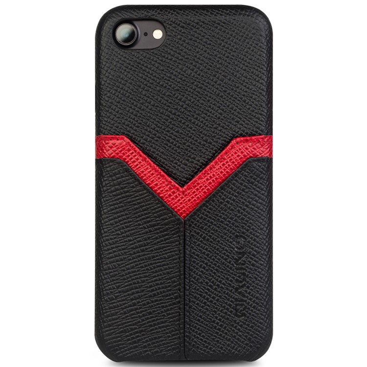 QIALINO Cross Texture Cowhide Leather Coated PC Back Case with Card Slot for iPhone 8 / 7 4.7 inch-4