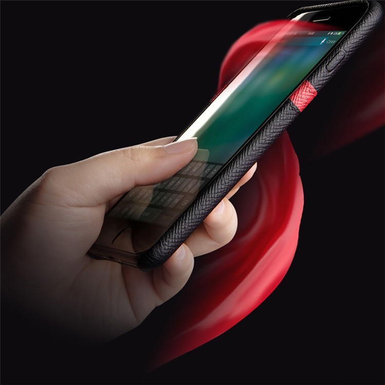 QIALINO Cross Texture Cowhide Leather Coated PC Back Case with Card Slot for iPhone 8 / 7 4.7 inch-7