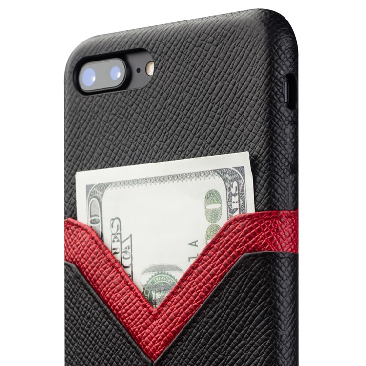 QIALINO Cross Texture Cowhide Leather Coated PC Back Cover for iPhone 7 Plus 5.5 inch-5