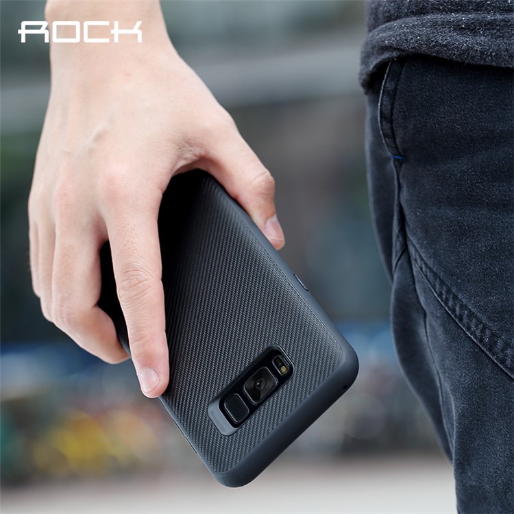 ROCK Origin Series for Samsung Galaxy S8 Plus G955 Carbon Fiber Texture PC TPU Hybrid Case - Black-6