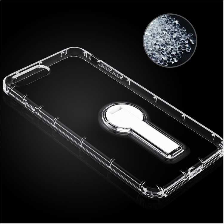 BOW Shock Absorption Clear Soft TPU Case with ABS Kickstand for iPhone 7 Plus - White-11