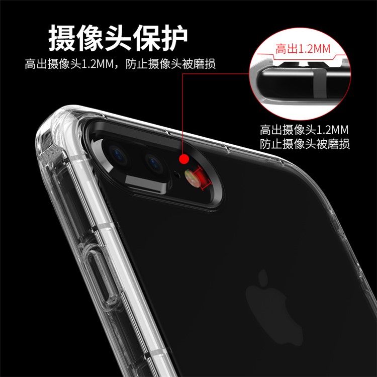 BOW Shock Absorption Clear Soft TPU Case with ABS Kickstand for iPhone 7 Plus - White-5