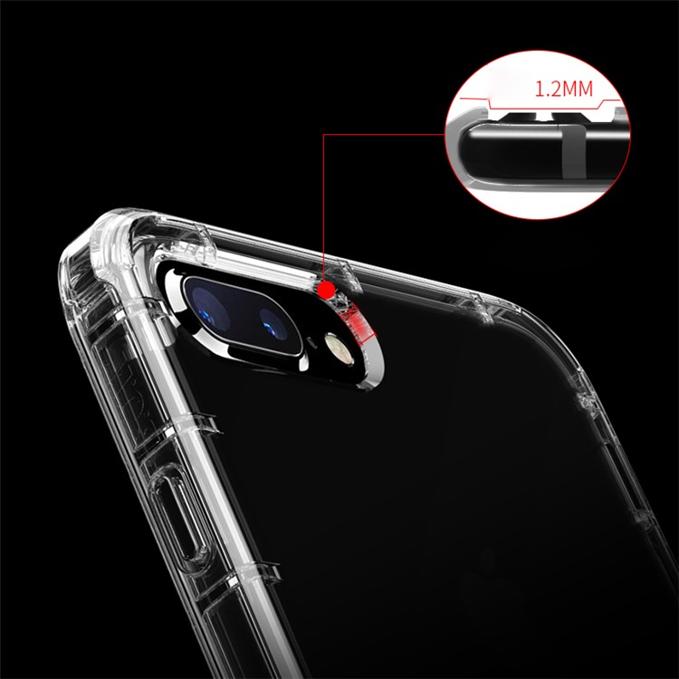 BOW Shock Absorption Clear Soft TPU Case with ABS Kickstand for iPhone 7 Plus - White-6