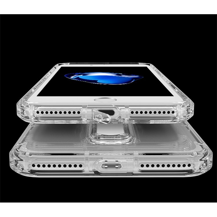 BOW Shock Absorption Clear Soft TPU Case with ABS Kickstand for iPhone 7 Plus - White-8
