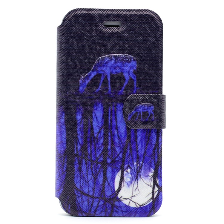 Pattern Printing Stand Card Slot Leather Case for iPhone 7 4.7 inch - Deer and Pool Reflection-2