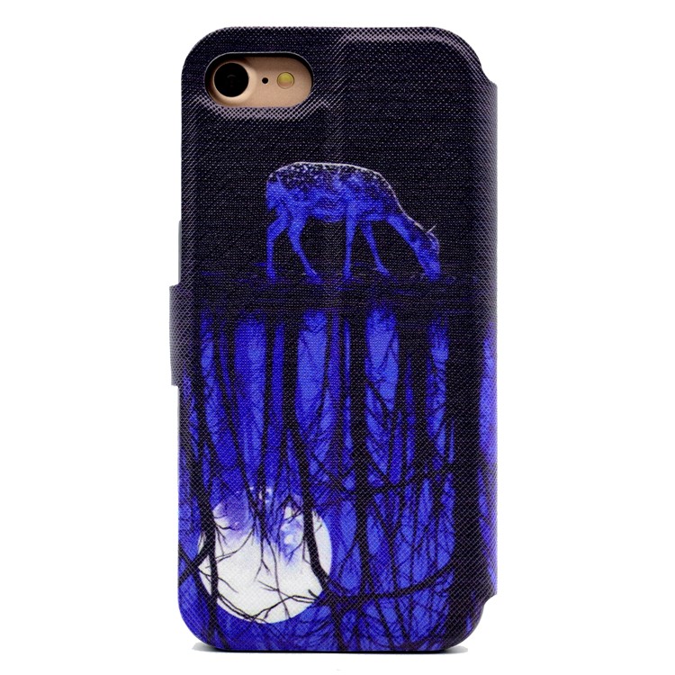 Pattern Printing Stand Card Slot Leather Case for iPhone 7 4.7 inch - Deer and Pool Reflection-3