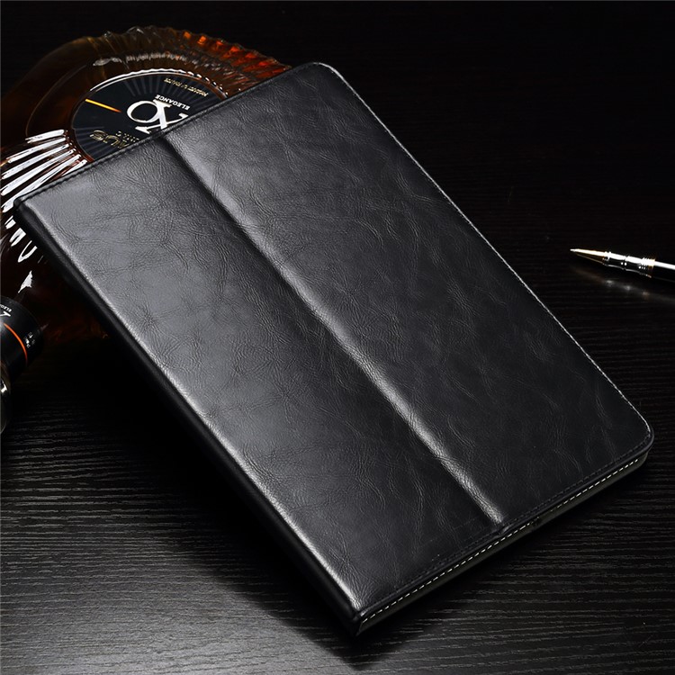 Crazy Horse PU Leather Card Slots Stand Case with Strap Holder for iPad Pro 9.7 inch - Black-1