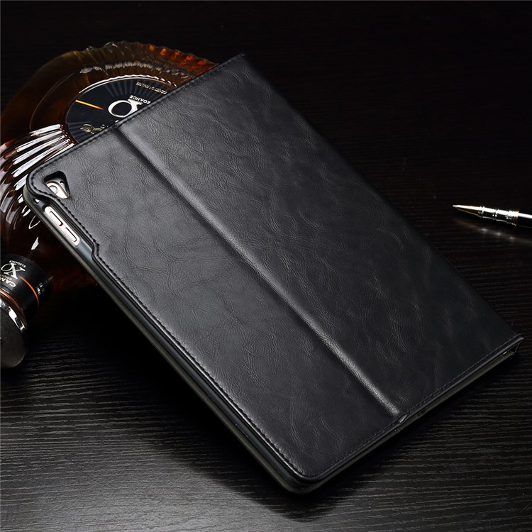 Crazy Horse PU Leather Card Slots Stand Case with Strap Holder for iPad Pro 9.7 inch - Black-2