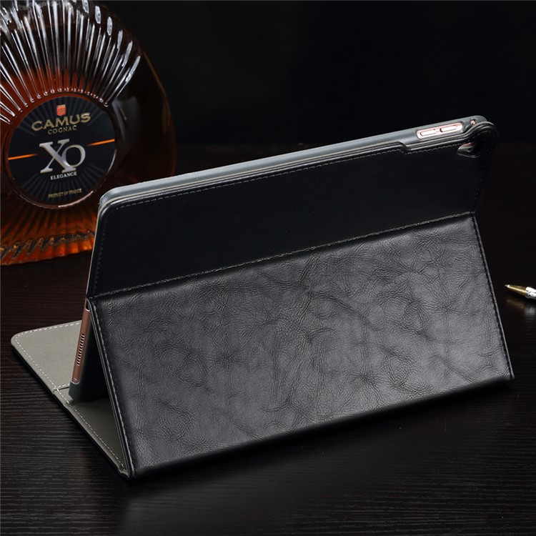 Crazy Horse PU Leather Card Slots Stand Case with Strap Holder for iPad Pro 9.7 inch - Black-3