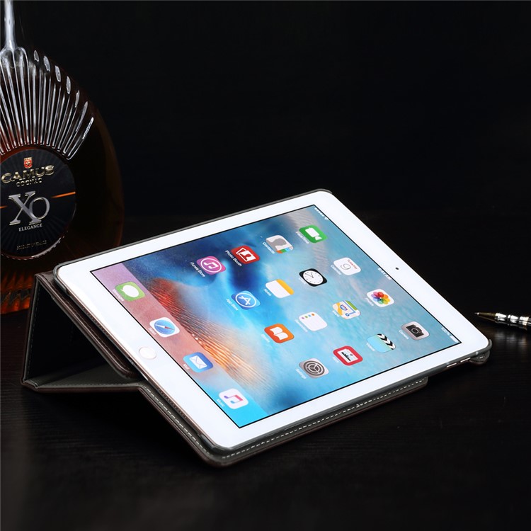Crazy Horse PU Leather Card Slots Stand Case with Strap Holder for iPad Pro 9.7 inch - Black-6