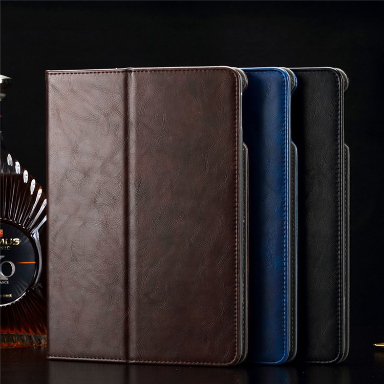 Crazy Horse PU Leather Card Slots Stand Case with Strap Holder for iPad Pro 9.7 inch - Black-7