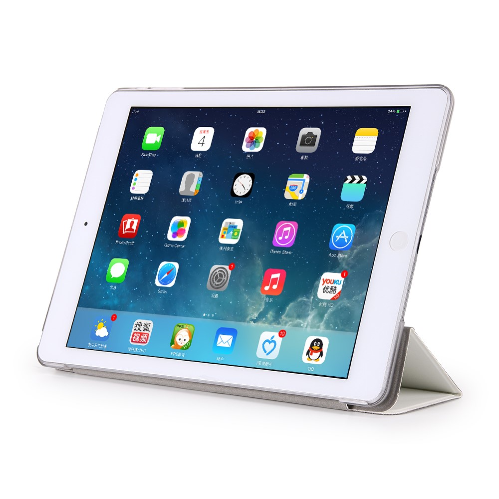 Tri-fold Stand Awakening Smart Leather Case for iPad 9.7 (2018) / 9.7 (2017) - White-2