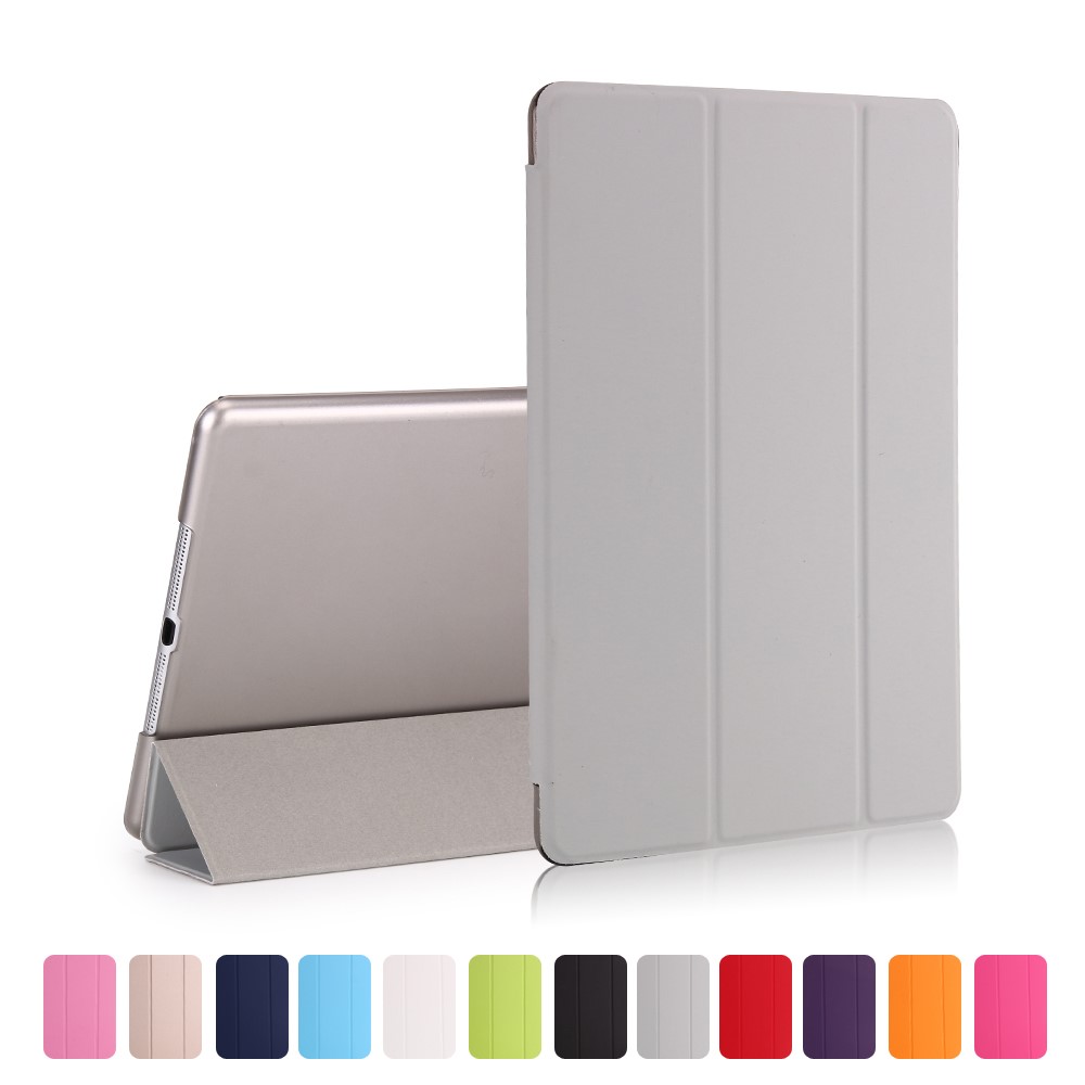 Tri-fold Stand Smart Wake Sleep Leather Cover for iPad 9.7 (2018) / 9.7 (2017) - Grey-1