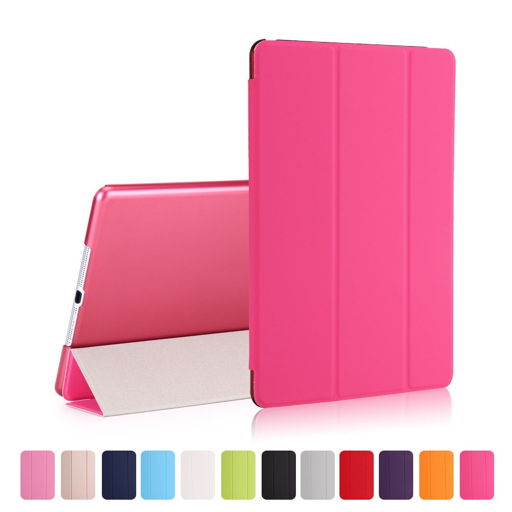For iPad 9.7 (2018) / 9.7 (2017) Tri-fold Stand Leather Smart Cover Case - Rose-1