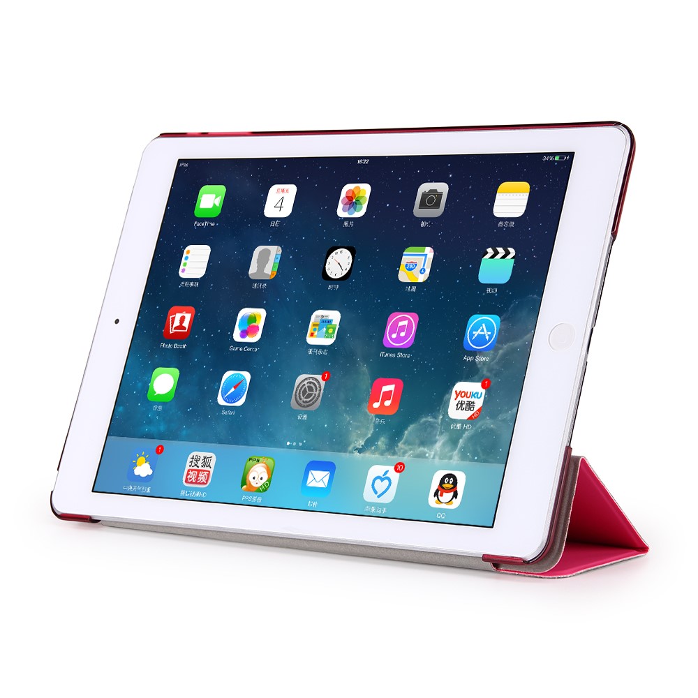 For iPad 9.7 (2018) / 9.7 (2017) Tri-fold Stand Leather Smart Cover Case - Rose-2