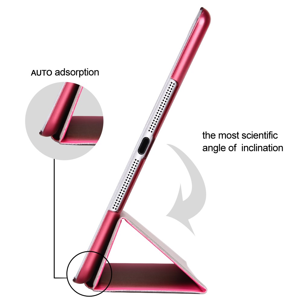 For iPad 9.7 (2018) / 9.7 (2017) Tri-fold Stand Leather Smart Cover Case - Rose-4