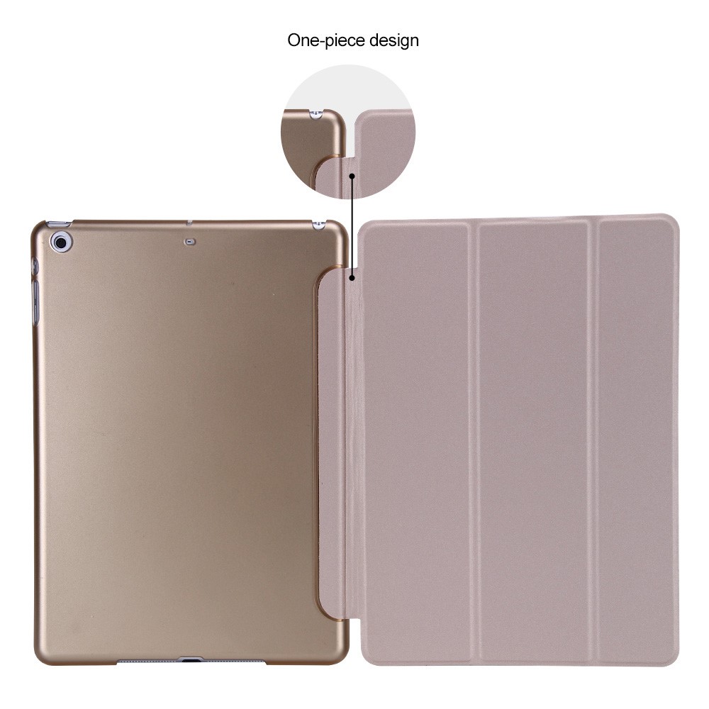 Tri-fold Stand Leather Smart Cover Protector for iPad 9.7 (2018) / 9.7 (2017) - Gold-5