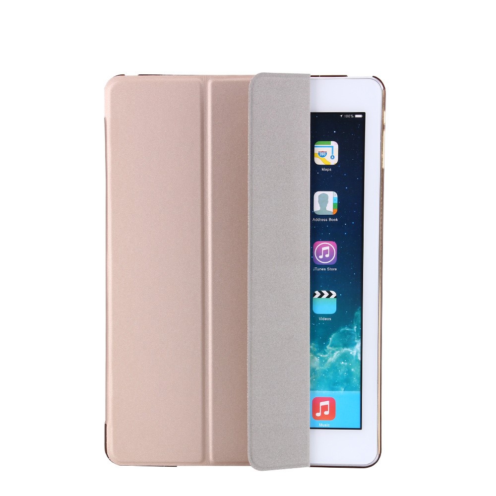 Multi-Color Magnetic Tri-fold Stand Smart Awake/Sleep Leather Case for iPad 9.7 (2018) / 9.7 (2017) - Gold