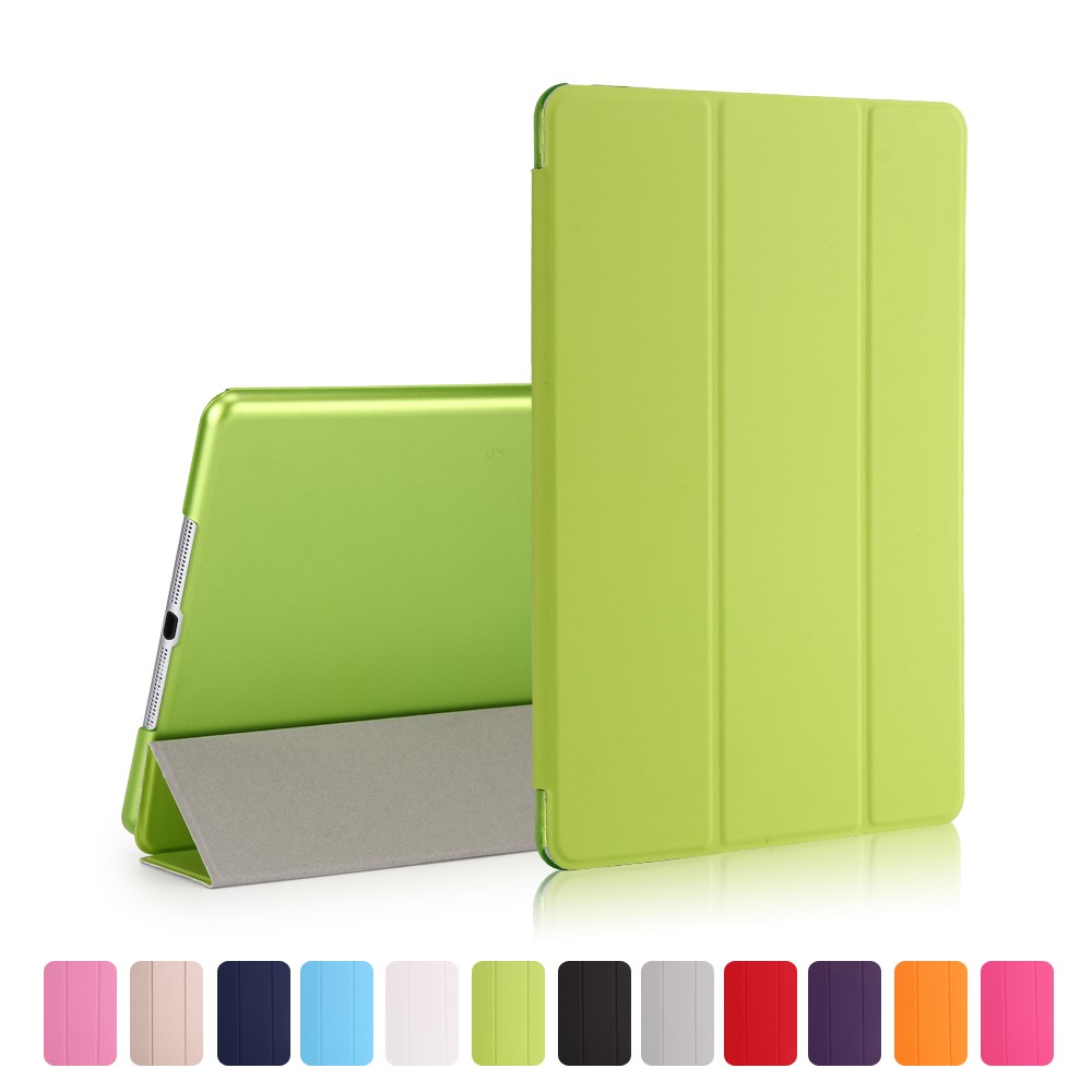 For iPad 9.7 (2018) / 9.7 (2017) Tri-fold Stand Smart Leather Cover - Green-1