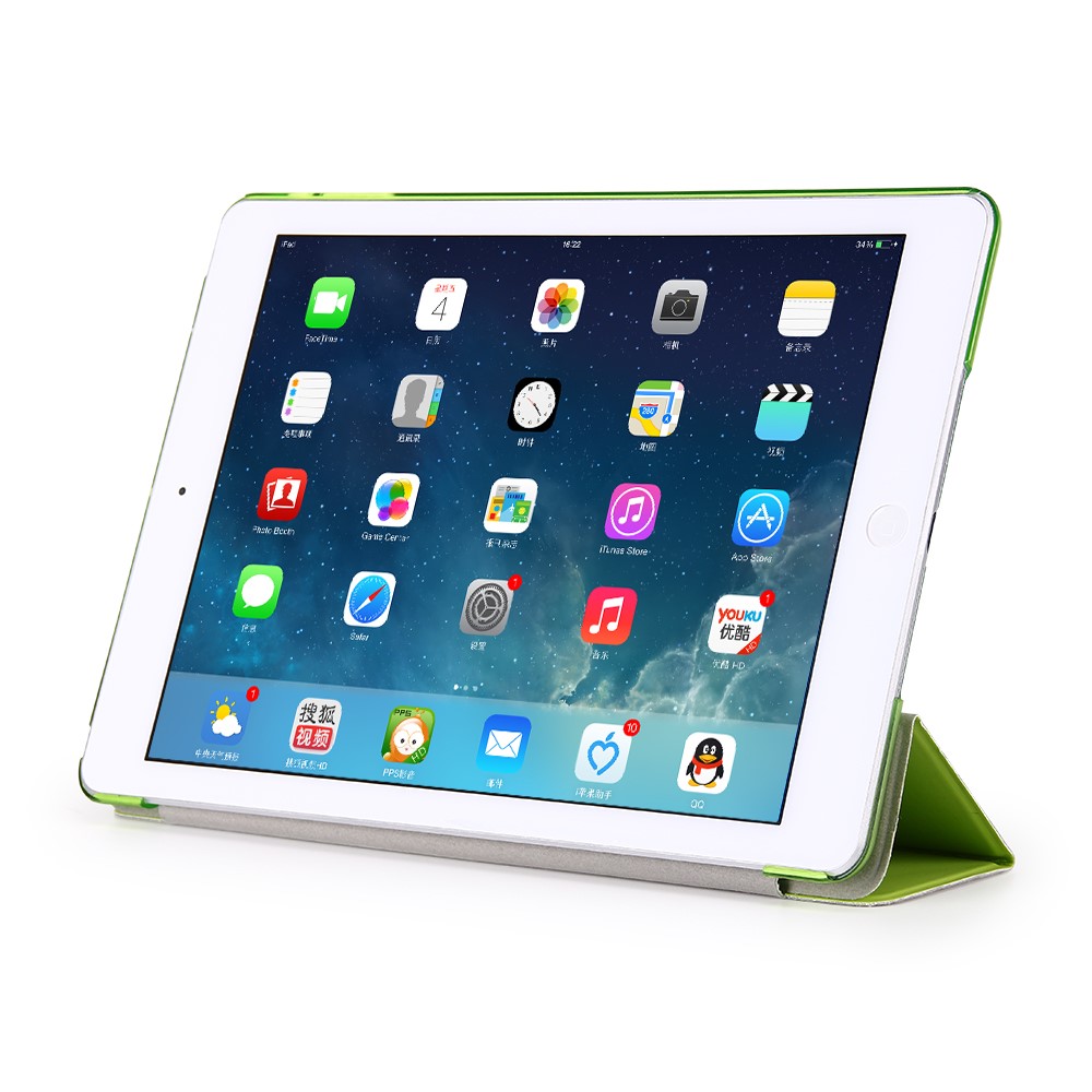 For iPad 9.7 (2018) / 9.7 (2017) Tri-fold Stand Smart Leather Cover - Green-2