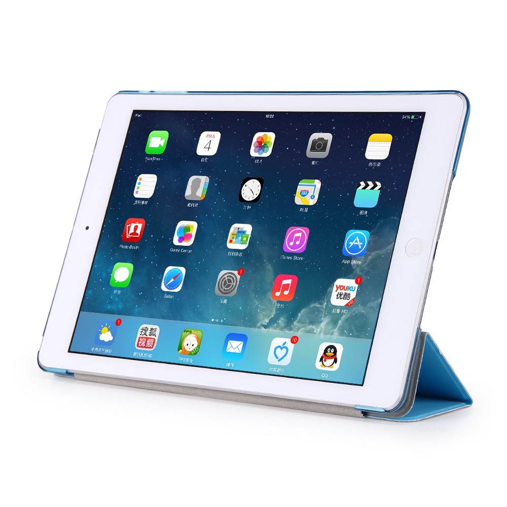 Smart Wake Sleep Tri-fold Leather Stand Cover for iPad 9.7 (2018) / 9.7 (2017) - Baby Blue-2