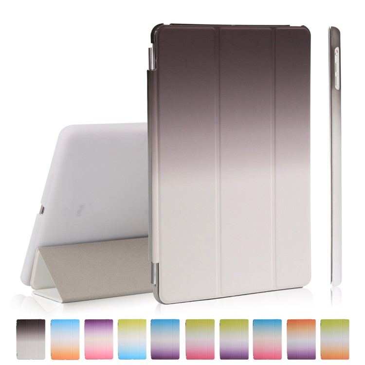 

For iPad 9.7 (2018) / 9.7 (2017) Rainbow Color Leather Smart Cover + Back PC Companion Case - Black / White, iPad 9.7 (2017)