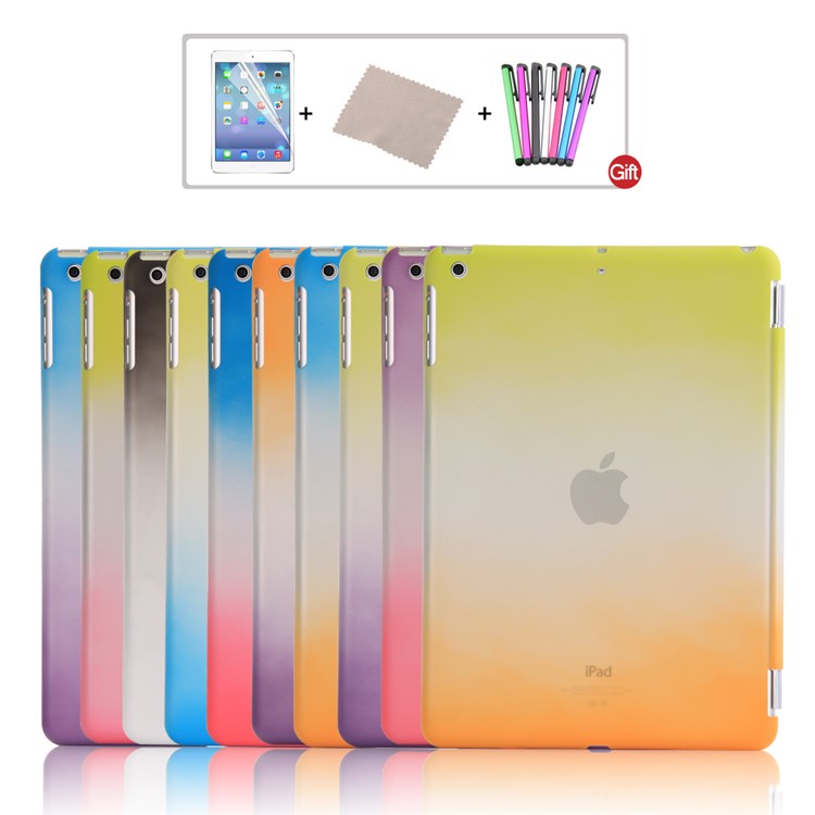 2-in-1 Tri-fold Stand Rainbow Color Leather Smart Cover Case for iPad 9.7 (2018) / 9.7 (2017) - Green / Orange-7