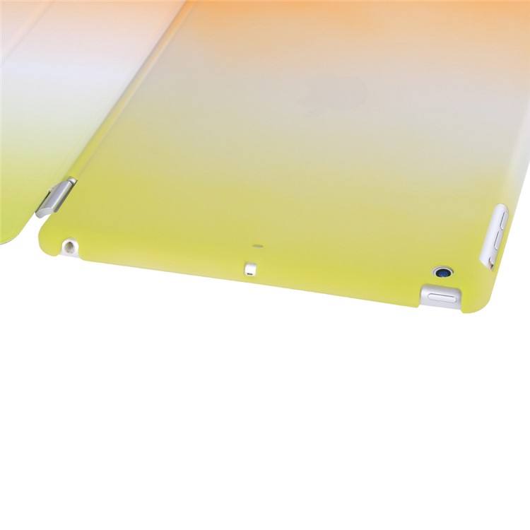 2-in-1 Tri-fold Stand Rainbow Color Leather Smart Cover Case for iPad 9.7 (2018) / 9.7 (2017) - Green / Orange-8