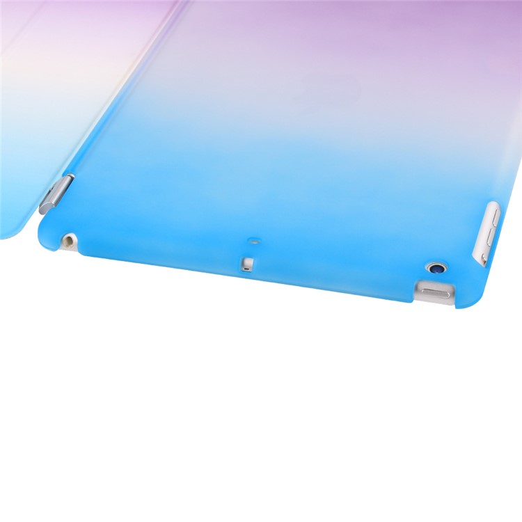 For iPad 9.7 (2018) / 9.7 (2017) PC Companion Shell Case + Rainbow Color Leather Smart Cover - Blue / Purple-8