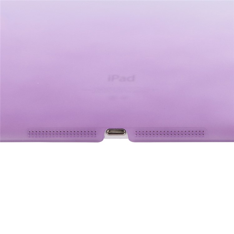 For iPad 9.7 (2018) / 9.7 (2017) PC Companion Shell Case + Rainbow Color Leather Smart Cover - Blue / Purple-9