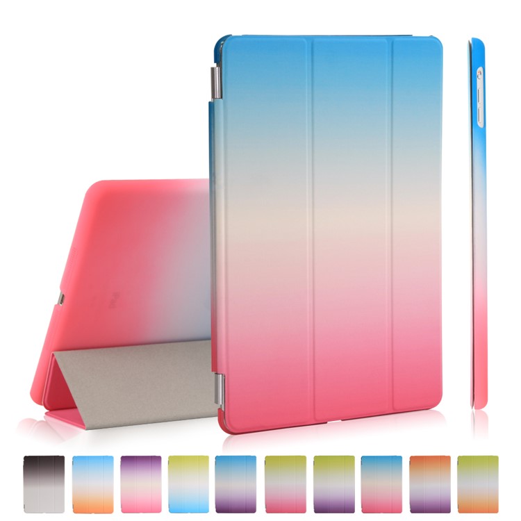 

2-in-1 Rainbow Color Smart Leather Cover + PC Companion Shell Case for iPad 9.7 (2018) / 9.7 (2017) - Blue / Pink, iPad 9.7-inch (2017)