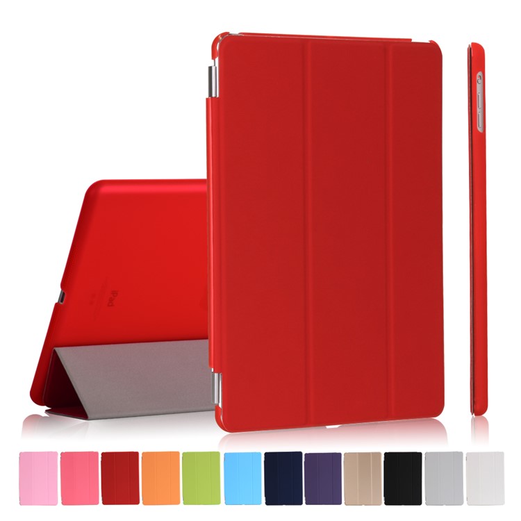 2-in-1 Tri-fold Stand Smart Leather Cover + Back PC Companion Shell for iPad 9.7 (2018) / 9.7 (2017) - Red-1