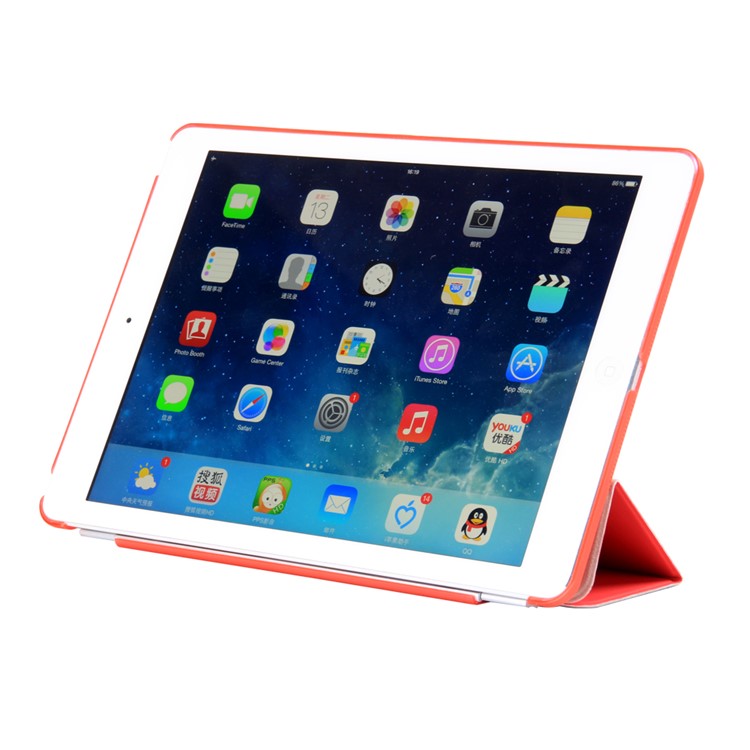 2-in-1 Tri-fold Stand Smart Leather Cover + Back PC Companion Shell for iPad 9.7 (2018) / 9.7 (2017) - Red-2
