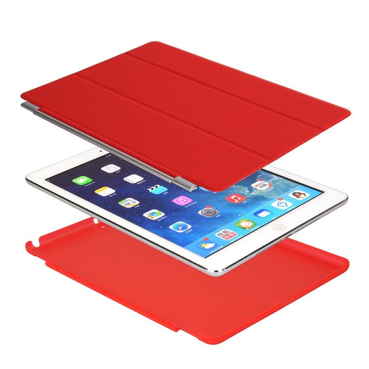 2-in-1 Tri-fold Stand Smart Leather Cover + Back PC Companion Shell for iPad 9.7 (2018) / 9.7 (2017) - Red-5