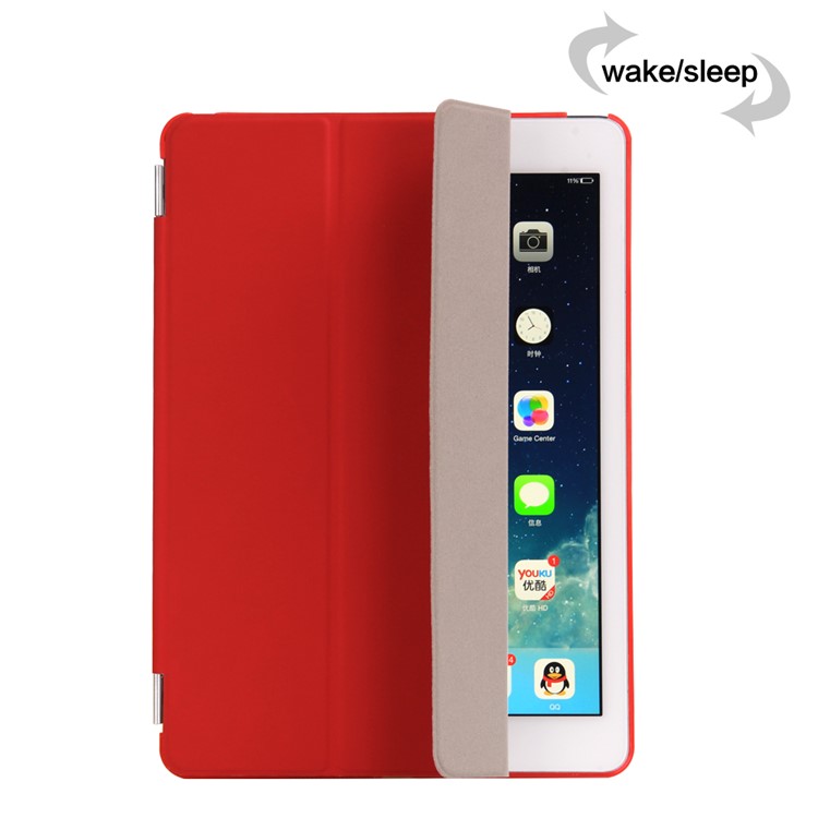 2-in-1 Tri-fold Stand Smart Leather Cover + Back PC Companion Shell for iPad 9.7 (2018) / 9.7 (2017) - Red-6