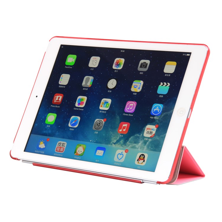 2-in-1 Back PC Companion Case + Tri-fold Smart Leather Stand Cover for iPad 9.7 (2018) / 9.7 (2017) - Rose-2