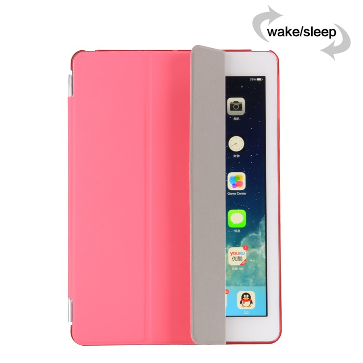 2-in-1 Back PC Companion Case + Tri-fold Smart Leather Stand Cover for iPad 9.7 (2018) / 9.7 (2017) - Rose-6