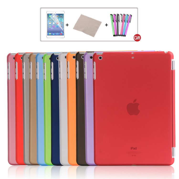 2-in-1 Back PC Companion Case + Tri-fold Smart Leather Stand Cover for iPad 9.7 (2018) / 9.7 (2017) - Rose-7