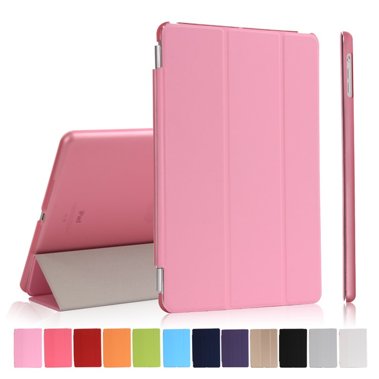 2-in-1 Back Hard Companion Case + Tri-fold Leather Smart Cover Stand for iPad 9.7 (2018) / 9.7 (2017) - Pink-1