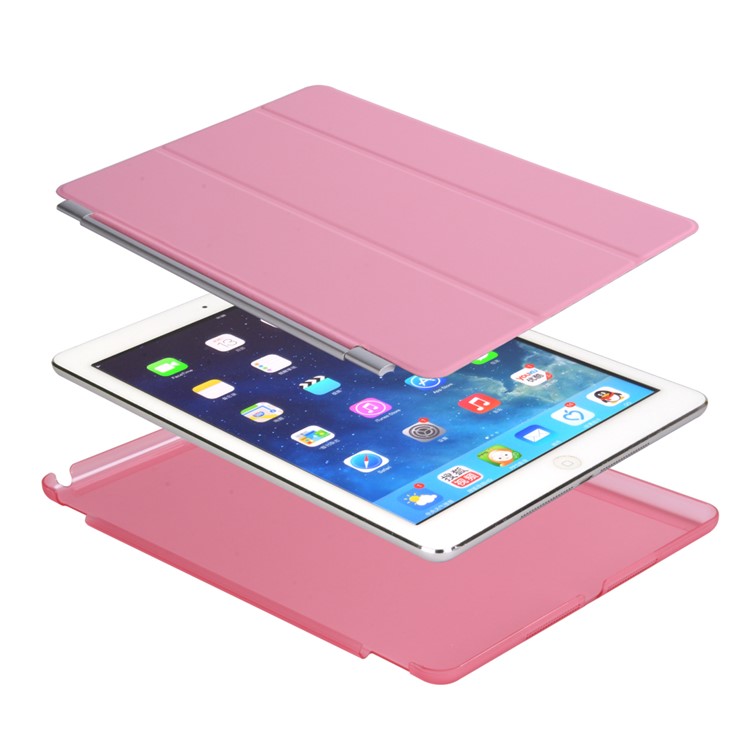 2-in-1 Back Hard Companion Case + Tri-fold Leather Smart Cover Stand for iPad 9.7 (2018) / 9.7 (2017) - Pink-6