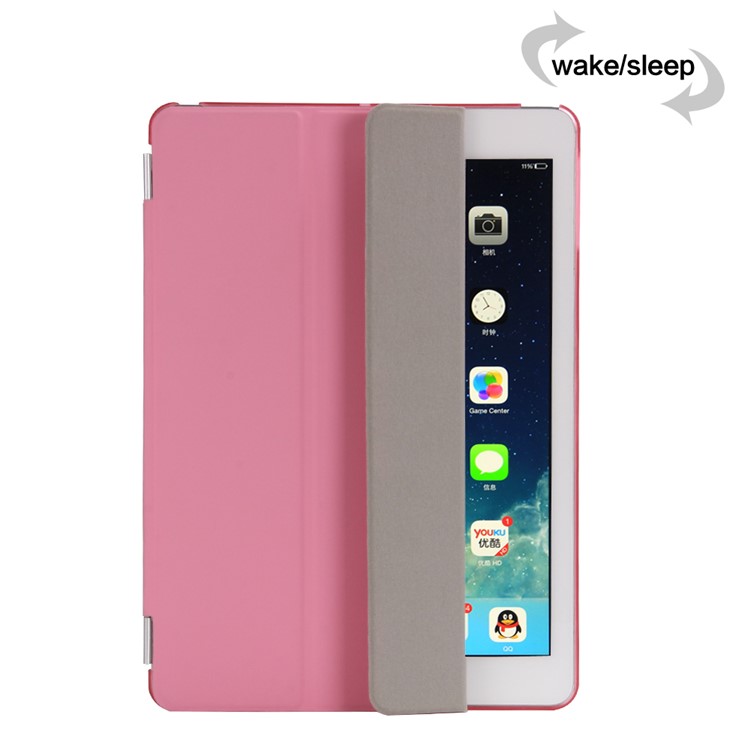 2-in-1 Back Hard Companion Case + Tri-fold Leather Smart Cover Stand for iPad 9.7 (2018) / 9.7 (2017) - Pink-7