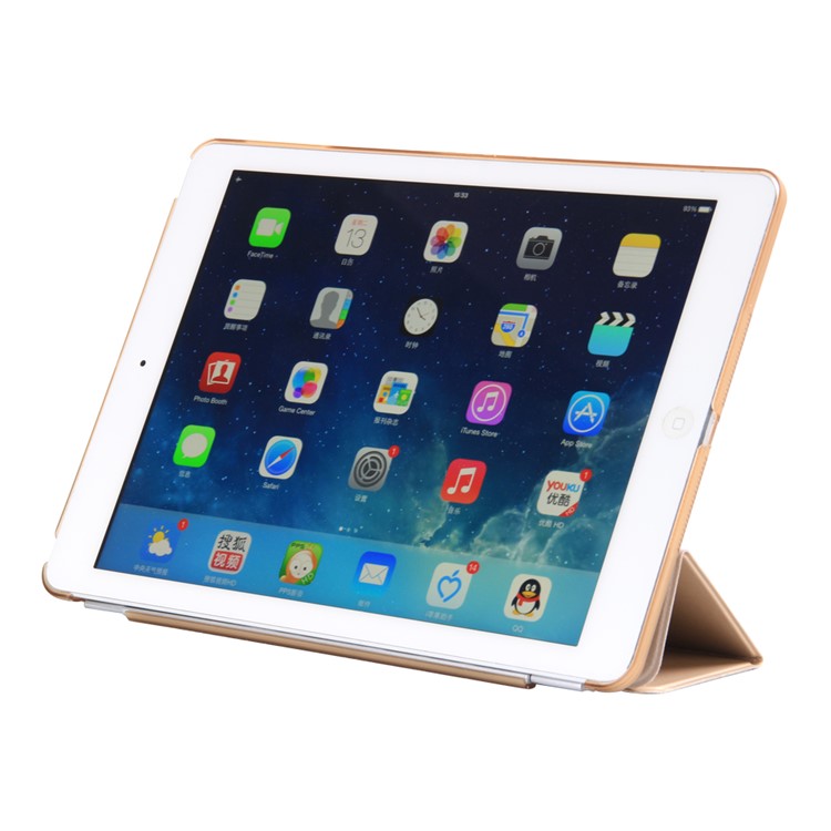 2-en-1 tri-Cubierta elegante del soporte del cuero + Caja plástica del compañero para el iPad 9.7 pulgadas(2017) - naranja-2