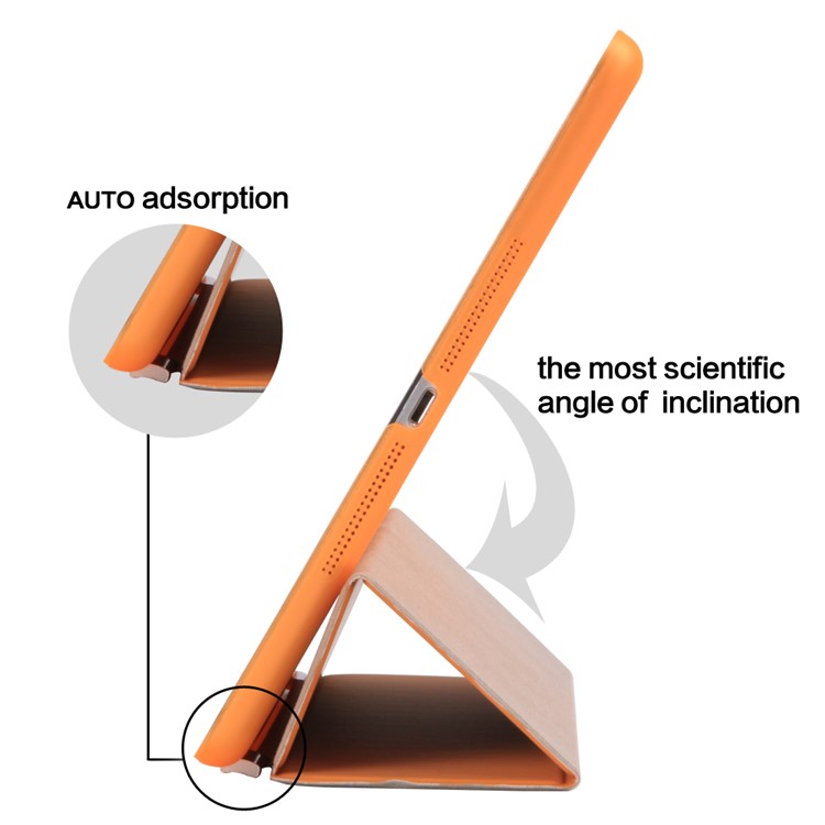 2-en-1 tri-Cubierta elegante del soporte del cuero + Caja plástica del compañero para el iPad 9.7 pulgadas(2017) - naranja-4