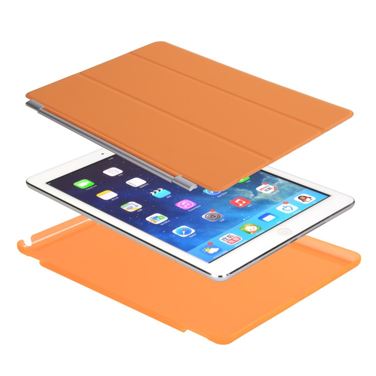 2-en-1 tri-Cubierta elegante del soporte del cuero + Caja plástica del compañero para el iPad 9.7 pulgadas(2017) - naranja-5
